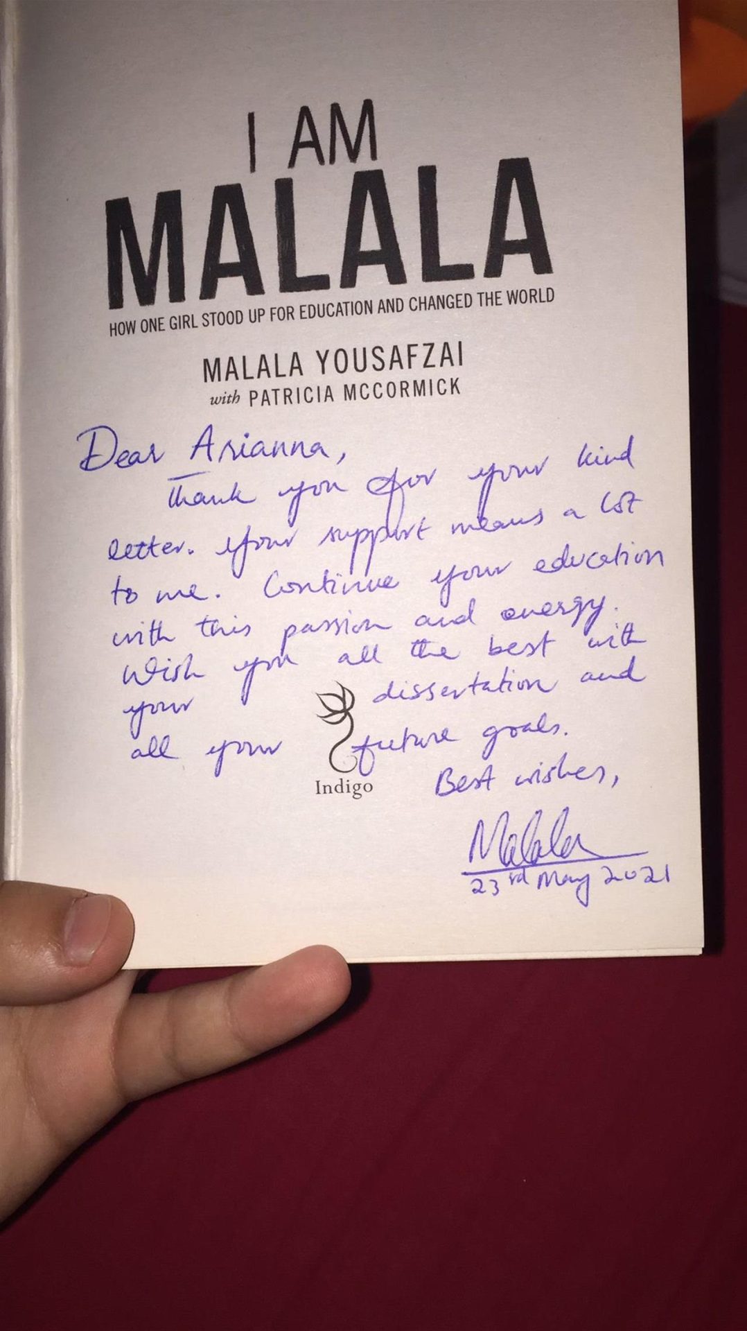 LETTERA A MALALA YOUSAFZAI