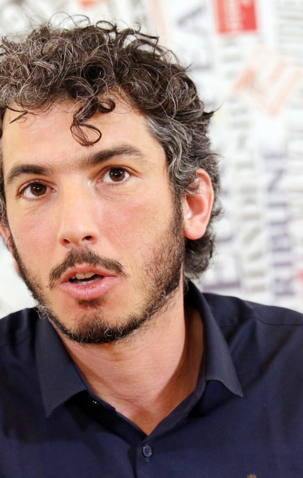 APRIL 25, 2017, ROME, ITALY, ITALY, ITALIAN REPORTER AND DOCUMENTARY FILMMAKER SPECIALIZING IN MIGRANT ISSUES GABRIELE DEL GRANDE SPEAKS NEXT TO HIS WIFE ALEXANDRA D'ONOFRIO, DURING A PRESS CONFERENCE AT THE FOREIGN PRESS ASSOCIATION HEADQUARTER IN ROME ON APRIL 25, 2017, AFTER BEING RELEASED BY TURKISH AUTHORITIES. DEL GRANDE, WHO WAS ARRESTED BY TURKISH AUTHORITIES ON APRIL 9, 2017 CLOSE TO THE BORDER WITH SYRIA AND AFTERWARDS TRANSFERRED TO A MIGRANT CENTER IN THE CITY OF MUGLA, HAS BEEN FREED AFTER TWO WEEKS IN DETENTION. (CREDIT IMAGE: (C) COSIMO MARTEMUCCI/PACIFIC PRESS VIA ZUMA WIRE) ITALY, ITALIAN, REPORTER, DOCUMENTARY, FILM, MAKER, MIGRANT, ISSUES, GABRIELE, DEL, GRANDE, WIFE, ALEXANDRA, D'ONOFRIO, PRESS, CONFERENCE,