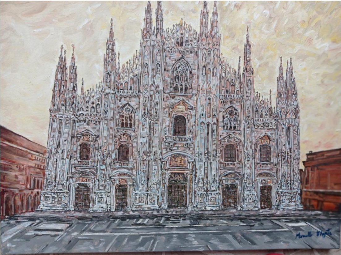 Un quadro che rappresenta il duomo di Milano