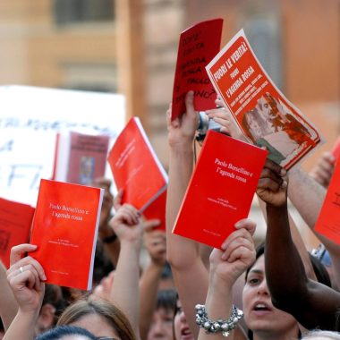 MANIFESTAZIONE DELLE AGENDE ROSSE VOLUTA DA SALVATORE BORSELLINO, FRATELLO DEL MAGISTRATO PAOLO BORSELLINO UCCISO DALLA MAFIA NEL 1992 NELLA STRAGE DI VIA D'AMELIO