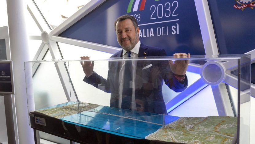 nella foto Matteo Salvini con il plastico del Ponte sullo stretto Foto di © Stefano Carofei/Sintesi